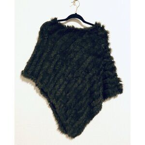 Coco + Carmen Fur Cape Womens One Size Brown Angora Rabbit Mob Wife Quiet Luxury